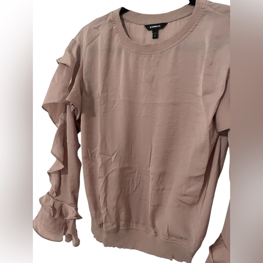 Express Satin Ruffle Sleeve Blouse